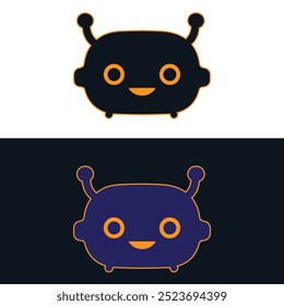 Modern Cute Robot Logo -Alien Bot Design with Dual Backgrounds