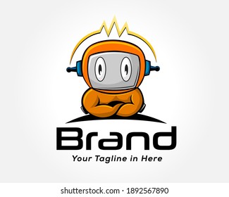 modern cute robot operator mascot logo design inspiration illustration