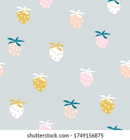 Modern Cute Strawberry Pattern, Seamless Vector Pattern For Kids And Baby 