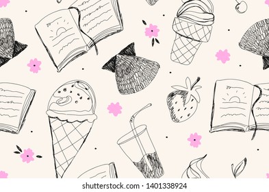 Modern cute summer pattern. Creative seamless pattern. Fashionable template for design.