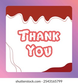 Modern cute thank you greeting poster card with gradient colors line arts