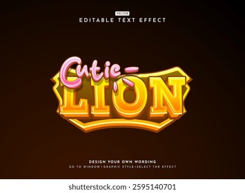 modern cutie lion gold game logo text effect