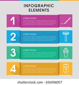 Modern cutter infographic template. infographic design with cutter icons includes electric razor can be used for presentation, diagram, annual report, web design.