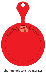 A modern cutting board for cutting cheese. Round kitchen board of red color.