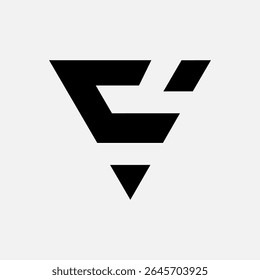 Modern CV initial logo with triangle shape, ideal for branding, identity, and creative logo projects.