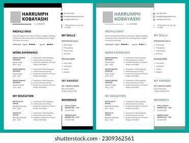 Modern cv, resume, and cover letter layout vector template for business job applications	
