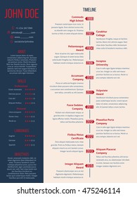 Modern Cv Resume Curriculum Vitae Design With Detailed Timeline