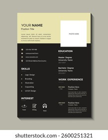Modern CV Resume template design, Clean and modern resume or CV template. Elegant Vector Resume Template with Subtle Color Combinations, Corporate modern elegant resume template design,