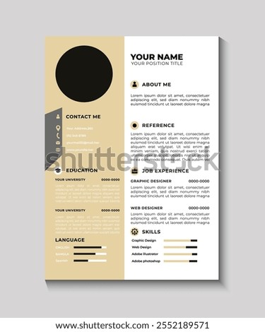 Modern CV, resume template design, vector minimalist resume