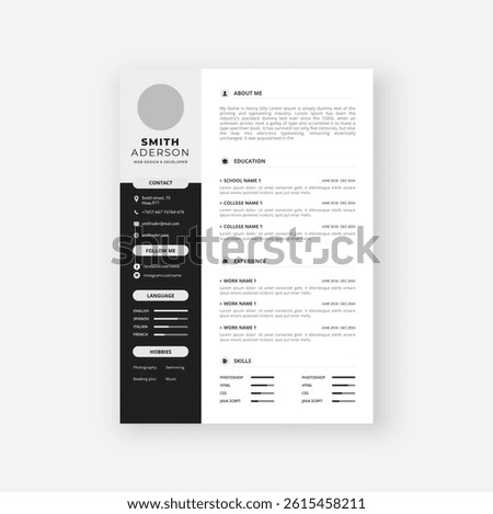 Modern CV Resume Template Design