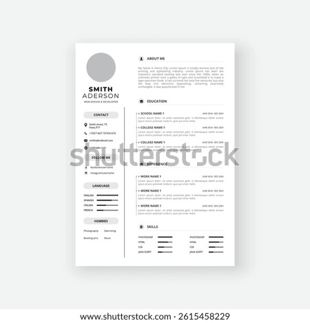 Modern CV Resume Template Design