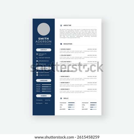 Modern CV Resume Template Design