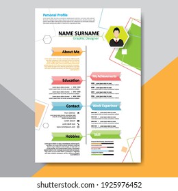 Modern CV, Resume Template Layout Design For You Profile. Elegant Stylish Colorful Background. Vector Illustration.