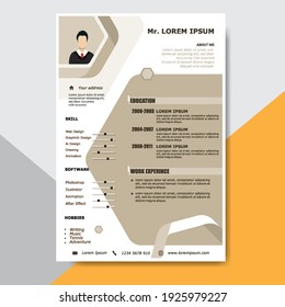 Modern CV, Resume template layout design for you profile. Elegant stylish geometric shape background. Vector Illustration.