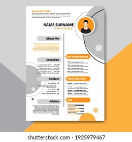 Modern CV, Resume template layout design for you profile. Elegant stylish abstract circle background. Vector Illustration.