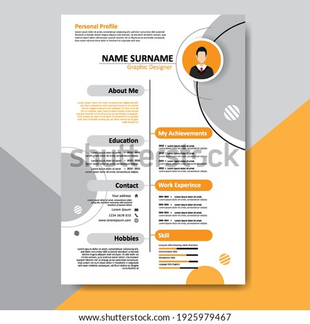 Modern CV, Resume template layout design for you profile. Elegant stylish abstract circle background. Vector Illustration.