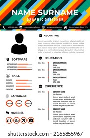 Modern CV - Resume Template. Simple Clean Design. Editable Vector. A4 Paper Size. Suitable for Job Application