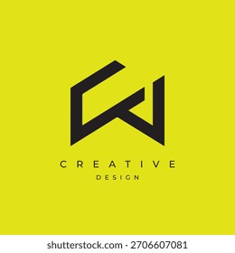 Diseño moderno del logotipo del monograma de CW: icono de marca creativa minimalista de CW 