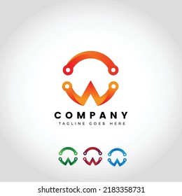 modern cw or technology logo design