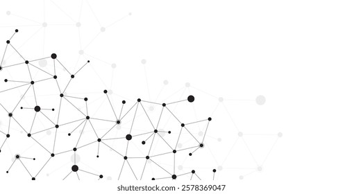 modern cyber cell data lines connecting with dots in transparent background