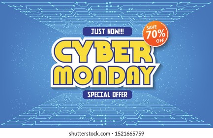 Modern cyber monday banner with flat design