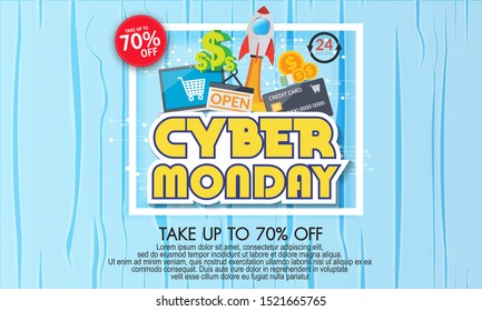 Modern cyber monday banner with flat design
