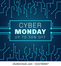Modern cyber monday composition with flat design  for promotion on your website and social media