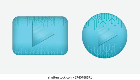 Vector de icono de botón de juego cibernético moderno , logotipo de vídeo de reproducción, vectores de material 10