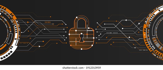 Modern Cyber security for business and internet project. Vector illustration of a data security services. Data protection, privacy, and internet security concept.