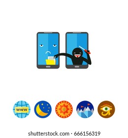 Modern cyber thief icon 