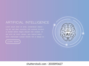 Modern cyberbrain concept. Artificial intelligence banner. Vector illustration