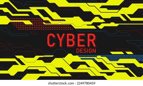 Modern cyberpunk poster. Technology background. Vector illustration