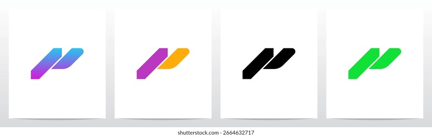 Modern Cyberpunk Technology Geometric Initial Letter Logo Design P