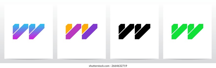 Modern Cyberpunk Technology Geometric Initial Letter Logo Design W