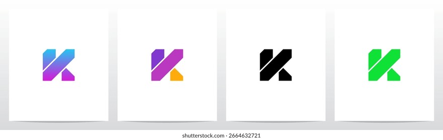 Moderno Cyberpunk Tecnología Geométrica Letra Inicial Diseño de Logo K