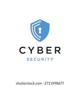 Modern cybersafe security abstract logo with shield and technology concept.