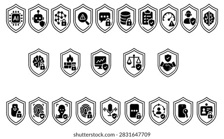 Modern cybersecurity shield icon set featuring secure lock and fingerprint protection symbols, representing data security, privacy, identity protection, authentication, access control, and digital safety. Clean bold vector design suitable for cybersecurity websites, technology branding, mobile applications, security services, infographics, presentations, and digital protection concepts.

#CyberSecurity #DataSecurity #DigitalSecurity #Privacy #Protection #Fingerprint #Lock #Shield #CyberProtection #Biometric #Authentication #VectorIcon #SecurityIcon #Technology