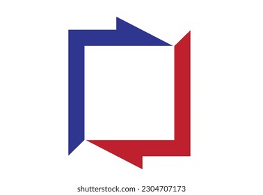Modern Cycle Square with blue and red arrow. Editable Clip Art