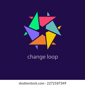Modern cyclic star triangle combination logo. Unique design color transitions. Colorful Star logo template. vector.