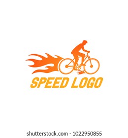 Modern Cycling Action Silhouette Logo - Aggressive On Fire Cyclist