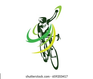 Modern Cycling Athlete In Action Silhouette Logo - The Winning Pose