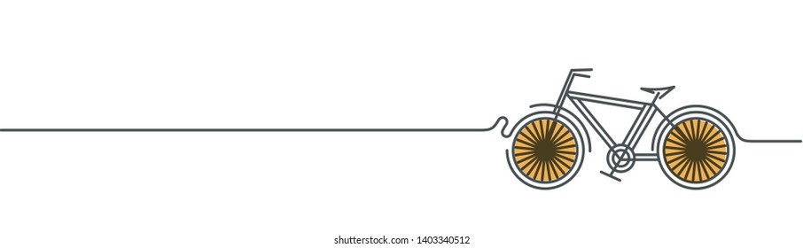 Modern Cycling Flat Line Art drawing, Vector Illustration.