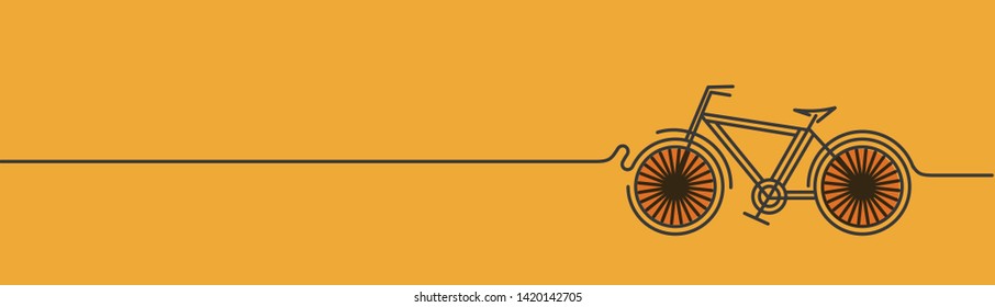 Modern Cycling Flat Line Art drawing, Vector Illustration.