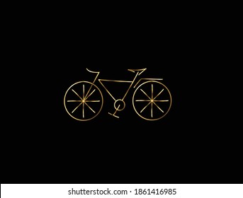Modern Cycling Gold Flat Line Art drawing, Vector Illustration.