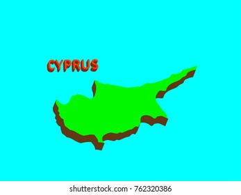 Modern Cyprus 3d Map on blue background.Vector illustration EPS 10