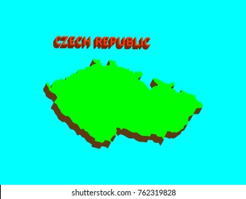 Modern Czech republic 3d Map on blue background.Vector illustration EPS 10