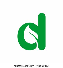 Modern d letter company logo, clean design. ecology logo. letter d icon vector. leaf logo template.