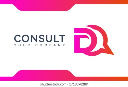 Modern D Letter Consulting agency company logo. creative emblem talk design. initial brand template.