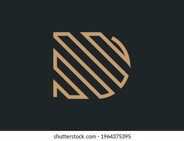 Modern D Letter Initial Abstract Line Logo Design. Illustration of Creative minimalism Line D Letter Icon Design. Vector Design.