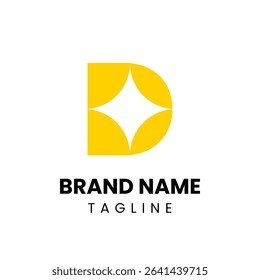 Modern D letter logo with a clean star design. A sharp and simple mark perfect for digital platforms, tech startups, and brand-focused visual identities.